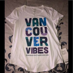 lululemon athletica White Tee with Blue and Purple Print